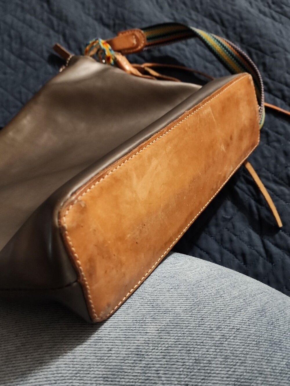 Consuela Leather Crossbody Bag with Multicolor Strap - Picture 10 of 10
